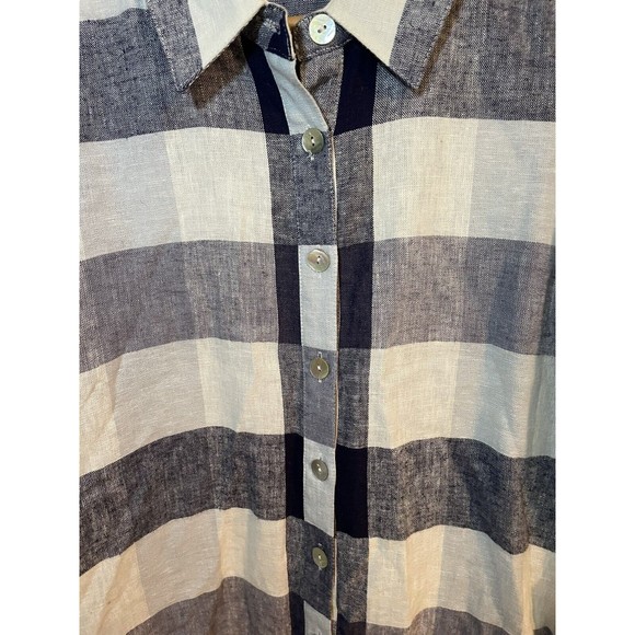 Soft Surroundings Carreaux Sz S Women’s Shirt ButtonUp BackZip Linen - Picture 2 of 5
